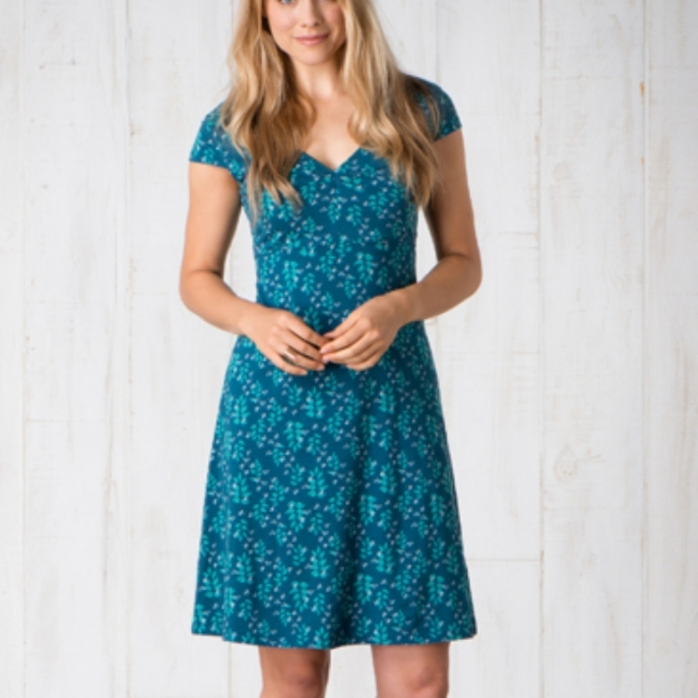 Toad & CO Organic Cotton Blend Rosemarie Dress Dark Blue Green XS